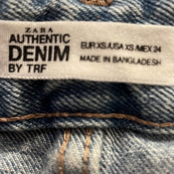 Zara Authentic Skirt Women Size XS Blue Jean Denim Raw Hem Button Fly Front … - Picture 5 of 5